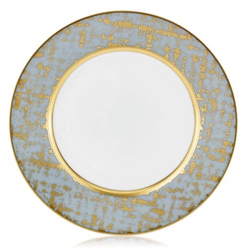 Tweed Grey & Gold Dessert Plate