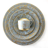 Tweed Grey & Gold Dessert Plate