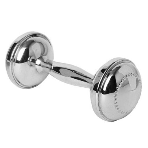 Sterling Silver Beaded Dumbbell Rattle