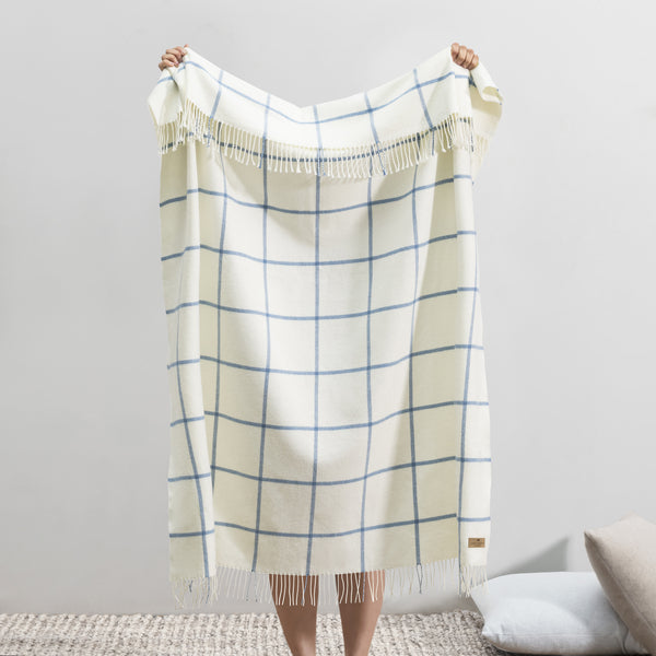 Blue Denim Lexington Plaid Throw