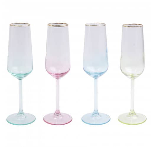 Rainbow Assorted Champagne Flute - Set of Four