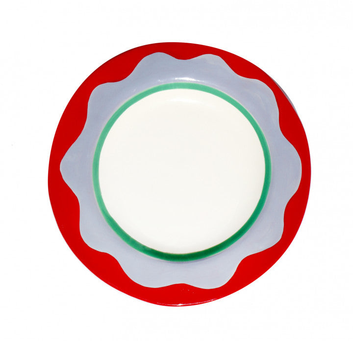 Wavy Red Dessert Plate