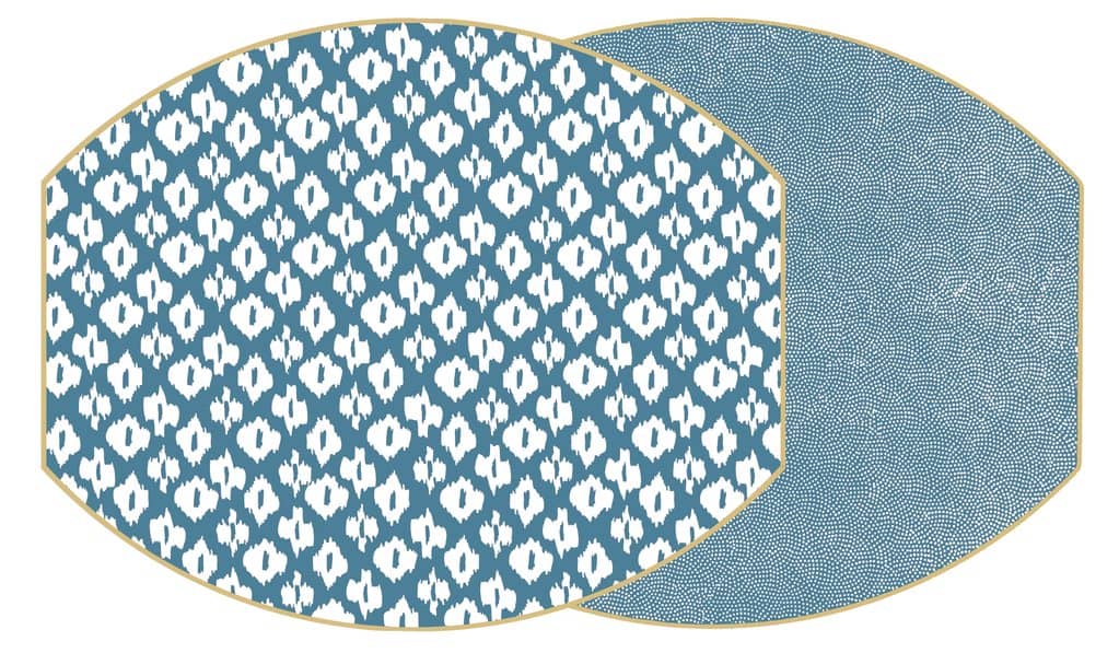 Ikat and Dot Fan Ellipse Hardwood Placemat, Set of 4