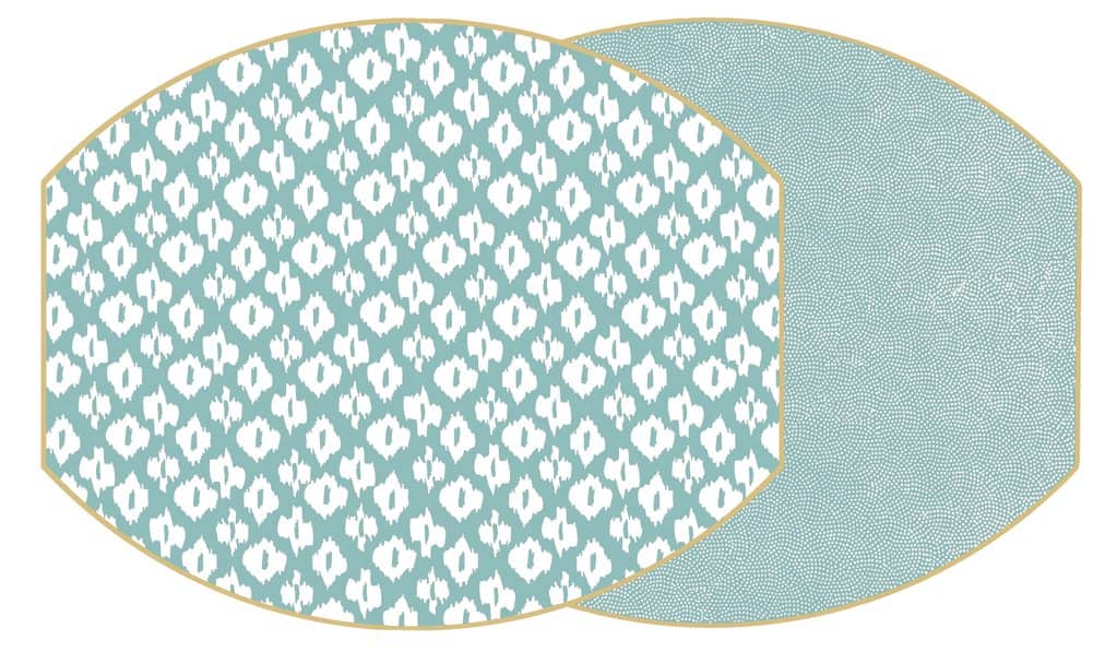 Ikat and Dot Fan Ellipse Hardwood Placemat, Set of 4